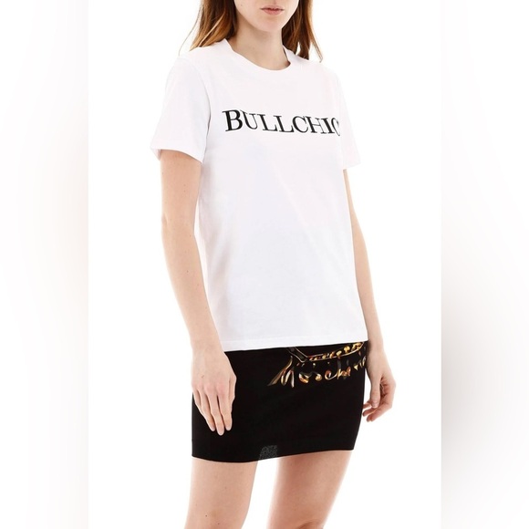 MOSCHINO Bullchic Print T-Shirt Women’s Short Sleeve Size 4 White - Picture 4 of 16